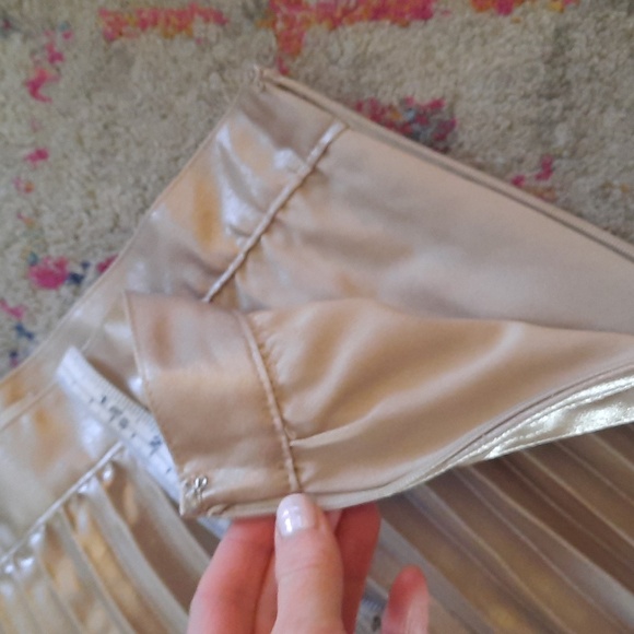 Loft Pleated Gold Midi Skirt 4 - Picture 4 of 5